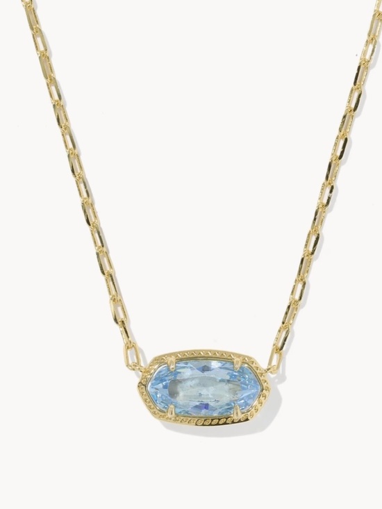 Kendra Scott Jewelry - Kendra Scott Elisa Luxe Gold Short Pendant Necklace in Light Blue CZ